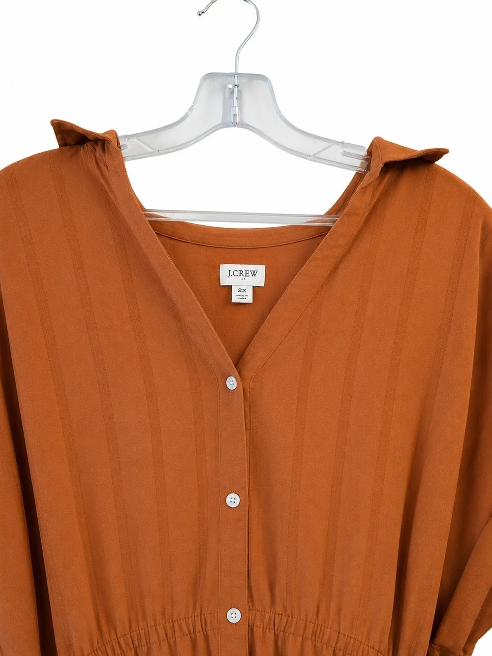 J Crew Rust Button-Front Shirt Dress with Tie Waist